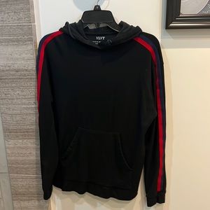 Velvet black with red/blue stripes hoodie